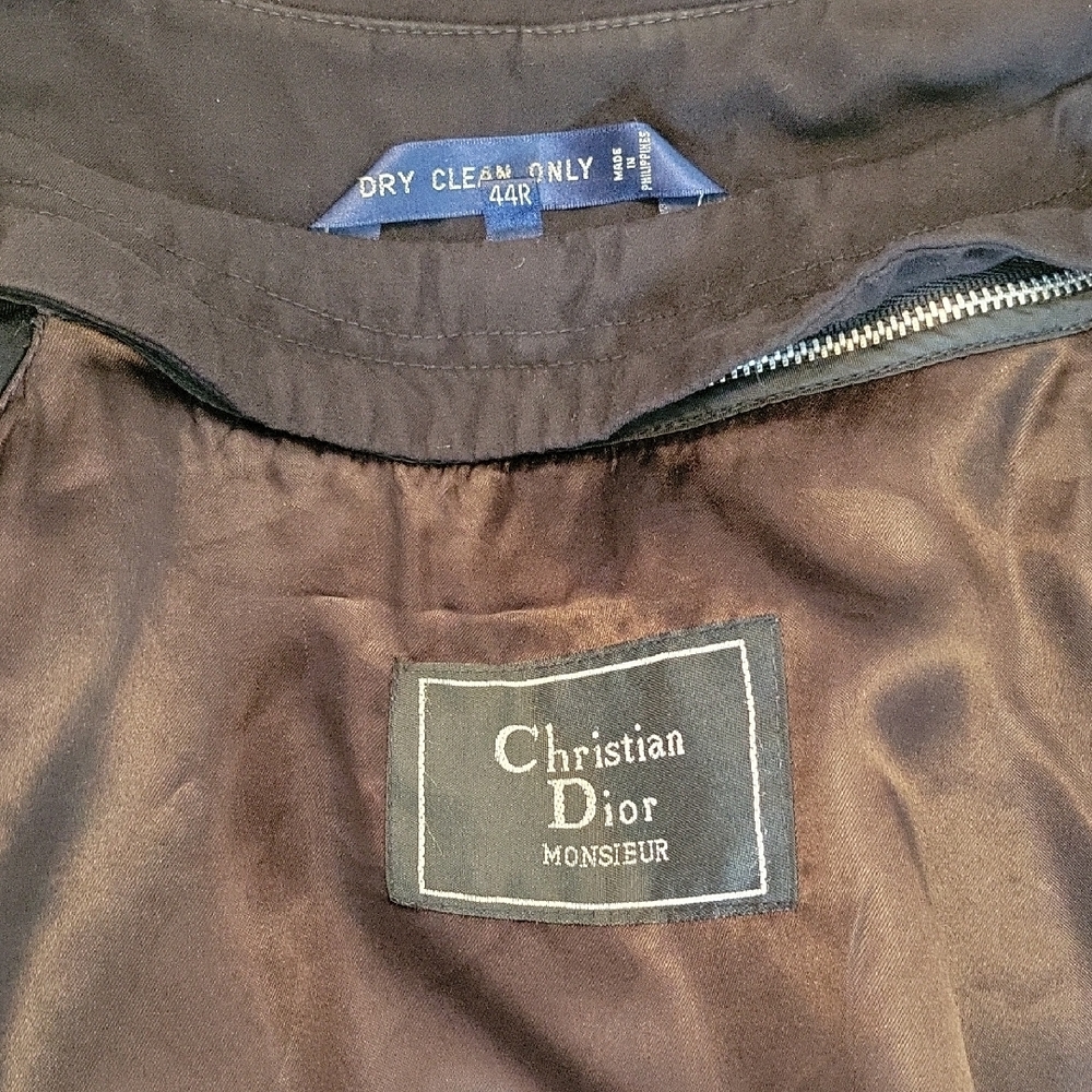 Christian Dior Monsieur 44R Double Lined Black Vintage Trench Coat - Picture 10 of 16
